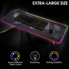 TezMax 80X30 cm Büyük Boy Xxl Dünya Haritalı Mousepad Rgb LED Işıklı Gaming Gamer Oyuncu Mouse Pad