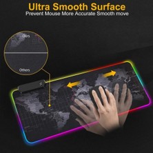 TezMax 80X30 cm Büyük Boy Xxl Dünya Haritalı Mousepad Rgb LED Işıklı Gaming Gamer Oyuncu Mouse Pad