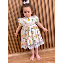 Mini Kiti Kız Çocuk Bebek Dantelli Limonlu Fırfırlı Astarlı Şık Doğumgünü Bayram Özel Gün Elbisesi