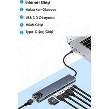 Madeg Macbook Pro Air USB Type-C Hub Dönüştürücü Çevirici Çoklayıcı USB Hdmı Micro Sd 8 Girişli RJ8I1NEW