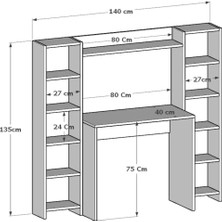 Duof 140 x 135 cm Kitaplıklı Çalışma Masası - Mdf   Mdf