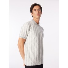 Fabrika Comfort Çizgili Gri Erkek Polo T-Shirt Fc4Sm-Tst 0785