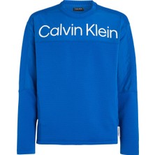 Calvin Klein Mavi Erkek Bisiklet Yaka Standart Fit Sweatshirt 00GMS4W338CGN-PW - Pullover