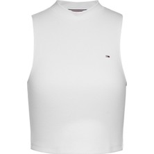 Tommy Jeans Yarım Balıkçı Yaka Düz Beyaz Kadın Atlet Tjw Crp Mockneck Tank
