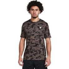 Under Armour 1383194-176 Ua Pjt Rck Payof Aop gr Kahve Erkek Bisiklet Yaka Oversize T-Shirt