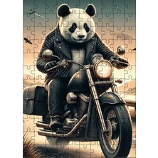 Karizma Tablo Ahşap Mdf Puzzle Yapboz Motorcu Panda 120 Parça 25*35 cm