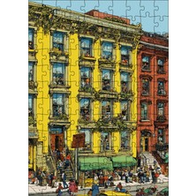 Karizma Tablo Ahşap Mdf Puzzle Yapboz Karikatür Sarı Bina 120 Parça 25*35 cm