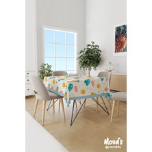 Moud's Krem Ananas ve Dondurma Desenli Süet Dertsiz Masa Örtüsü