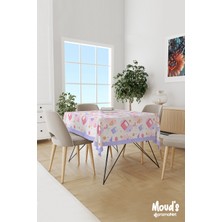 Moud's Lila Okul Malzemeleri Desenli Süet Dertsiz Masa Örtüsü