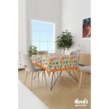 Moud's Sarı Su Topu ve Güneş Gözlüğü Desenli Süet Dertsiz Masa Örtüsü