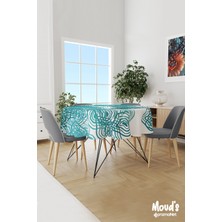 Moud's Semilo Desenli Yuvarlak Süet Dertsiz Masa Örtüsü