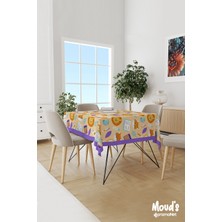 Moud's Turuncu Öğrenci Köpek ve Aslan Desenli Süet Dertsiz Masa Örtüsü