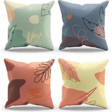 Moud's Çift Tarafı Baskılı Best Pastel Desenli 4'lü Kombin Süet Kırlent Kılıfı