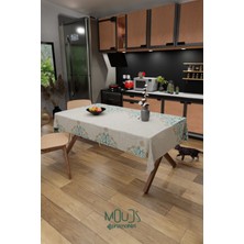 Moud's Ramazan Su Yeşili Desenli Süet Kumaş Dertsiz Masa Örtüsü Kare ve Dikdörtgen Ramadan