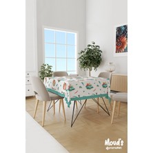 Moud's Turkuaz Rose Bohem Desenli Süet Dertsiz Masa Örtüsü