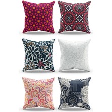 Moud's Çift Tarafı Baskılı Mix Desenli 6'lı Kombin Süet Kırlent Kılıfı