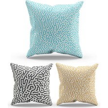 Moud's Çift Tarafı Baskılı Alley Desenli 3'lü Kombin Süet Kırlent Kılıfı