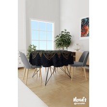 Moud's Sultans Desenli Yuvarlak Süet Dertsiz Masa Örtüsü