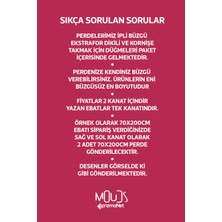 Moud's Fuşya Desenli Süet Oturma Odası, Salon Fon Perde Dijital Baskılı Ekstrafor Büzgü 2 Kanat PRD-1000