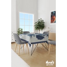 Moud's Mavi Kamuflaj Desenli Süet Dertsiz Masa Örtüsü