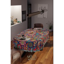 Moud's Anatolia 10 Desenli Süet Kumaş Dertsiz Oval Masa Örtüsü