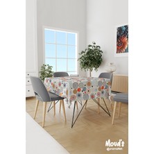 Moud's Japanese Round Çiçek Desenli Süet Dertsiz Masa Örtüsü