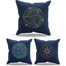 Moud's Çift Tarafı Baskılı Soft Night Desenli 3'lü Kombin Süet Kırlent Kılıfı