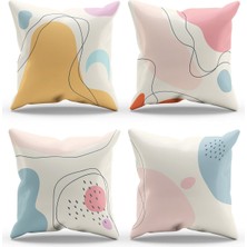 Moud's Çift Tarafı Baskılı Quiet Desenli 4'lü Kombin Süet Kırlent Kılıfı