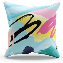 Moud's Çift Tarafı Baskılı Brush Art-1 Desenli Süet Kırlent Kılıfı