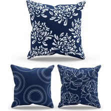 Moud's Çift Tarafı Baskılı Japanese Desenli 3'lü Kombin Süet Kırlent Kılıfı