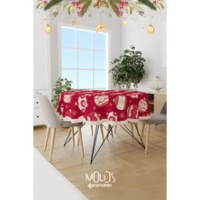 Moud's Yılbaşı Topları Desenli Yuvarlak Süet Dertsiz Masa Örtüsü