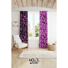 Moud's Rich Girl Desenli Fon Perde Genç Odası Oturma Odası Süet Baskılı Ekstrafor Büzgü 2 Kanat PRD-2004