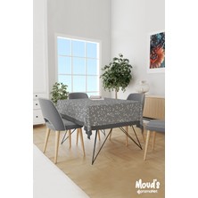 Moud's Gri Ağaç Dalları Desenli Süet Dertsiz Masa Örtüsü