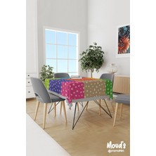 Moud's Parçalı Çiçekli Desenli Süet Dertsiz Masa Örtüsü