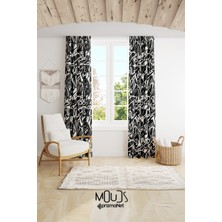Moud's Hi Bro Desenli Fon Perde Genç Odası Oturma Odası Süet Baskılı Ekstrafor Büzgü 2 Kanat PRD-2003