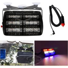 ŞüsCarOto Aksesuar 18 LED Mini Cam Içi Vantuzlu Polis Çakar Lamba Ikaz Lambası 18 Ledli 4 Farklı Mod Mavi Beyaz Kırmızı 3 Renk Çakmaklık Girişli