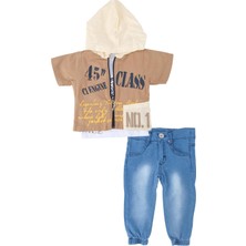 Bebelop Erkek Bebek Yazı Baskılı Yelekli T-Shirt Pantolon Alt Üst Takım