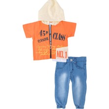 Bebelop Erkek Bebek Yazı Baskılı Yelekli T-Shirt Pantolon Alt Üst Takım