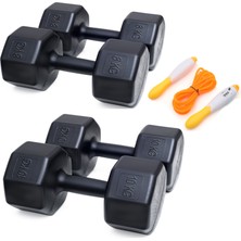 Ps Spor  2 Li Dambıl Set = 8 kg x 2 Adet 10 kg x 2 Adet + Sayaçlı Atlama Ipi