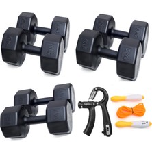 Ps Spor 3 Çift Dambıl Set 6 kg + 8 kg + 10 kg + Sayaçlı Ayarlanabilir El Yayı + Sayaçlı Atlama Ipi