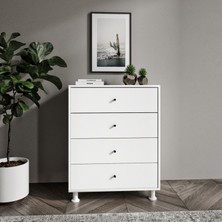 Merlin Mobilya Hayal 4 Çekmeceli Beyaz Şifonyer