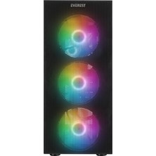 Everest Faced V3 Mesh 500W Temperli Camlı 4X12CM Sabit Rainbow Fanlı Atx Mid-T Gaming Oyuncu Kasası