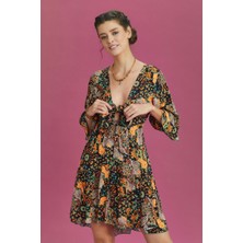 Los Banditos Önden Bağlamalı Yarım Kol Kısa Elbise