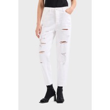 Armani Exchange J51 Yırtık Detaylı Tapered Fit Jeans Bayan Kot Pantolon 3DYJ51 Y1HRZ 1100