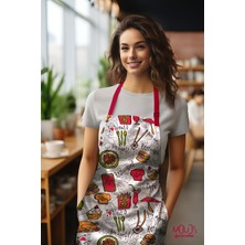 Moud's Süet Kumaş Restoran Kafe Desenli Mutfak Önlüğü, Aşçı Önlüğü, Garson Önlüğü