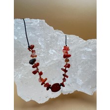 Gümüştel El Sanatları Sertifikalı Akik Doğal Taş Tasarım Kolye