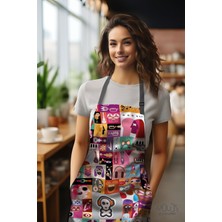 Moud's Süet Kumaş Music Board Desenli Mutfak Önlüğü, Aşçı Önlüğü, Garson Önlüğü