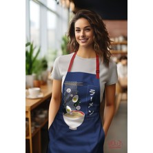 Moud's Süet Kumaş Noodle Desenli Mutfak Önlüğü, Aşçı Önlüğü, Garson Önlüğü