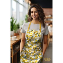 Moud's Süet Kumaş Limon Desenli Mutfak Önlüğü, Aşçı Önlüğü, Garson Önlüğü