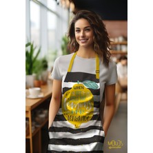 Moud's Süet Kumaş Lemon 1 Desenli Mutfak Önlüğü, Aşçı Önlüğü, Garson Önlüğü